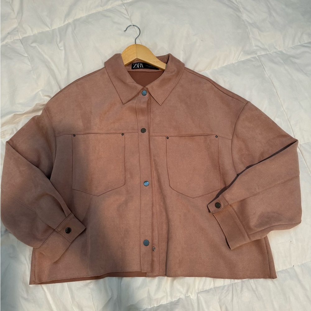 ZARA Pink Suede Like Jacket